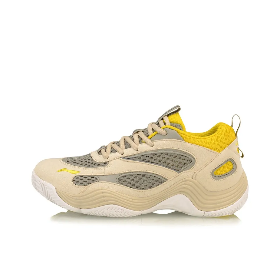 LINING XinSheng Дышащий и Легкий Низкий Топ Винтажные Баскетбольные Кроссовки Мужские Серый Желтый