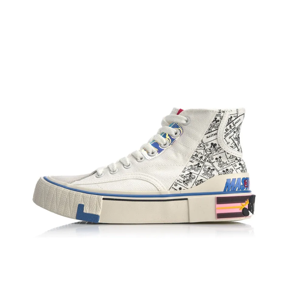 Подкладка Wave материал холст дизайн Hi Cartoon противоскользящие устойчивые к истиранию высокий топ кроссовки для скейтбординга женские белый серый с принтом