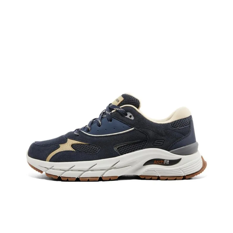 Skechers Arch Fit Cushioning Wear Resistant Low Top Casual Shoes Men's Navy