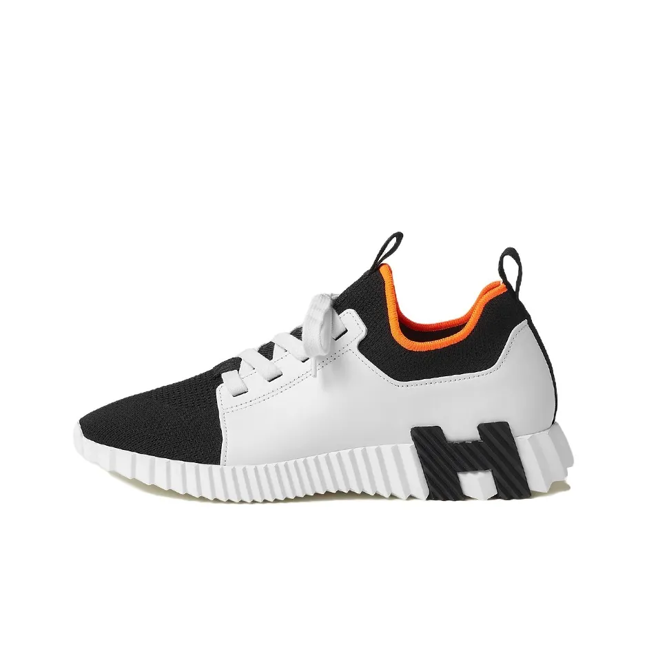 HERMES Depart Abrasion Resistant Low Top Sports Casual Shoes Men's White Black