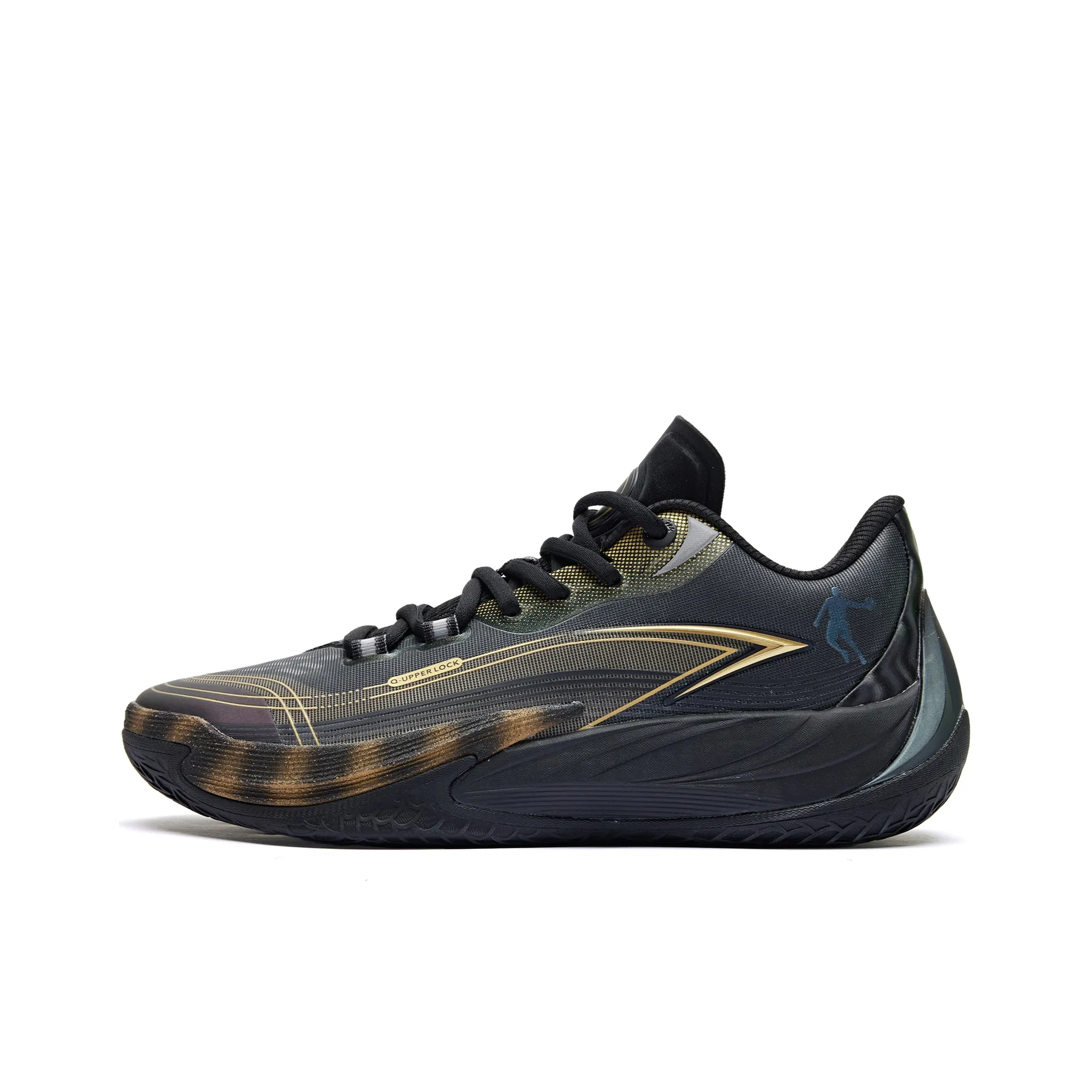 QIAODAN Poisonous Fangs 3.0 Basketball Shoes Men's Low Top Black/Gold