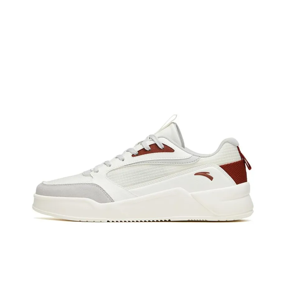Anta Rubber Bullet Slip Resistant, Abrasion Resistant, Lightweight Low Top Skateboard Shoes Men's White Gray Red
