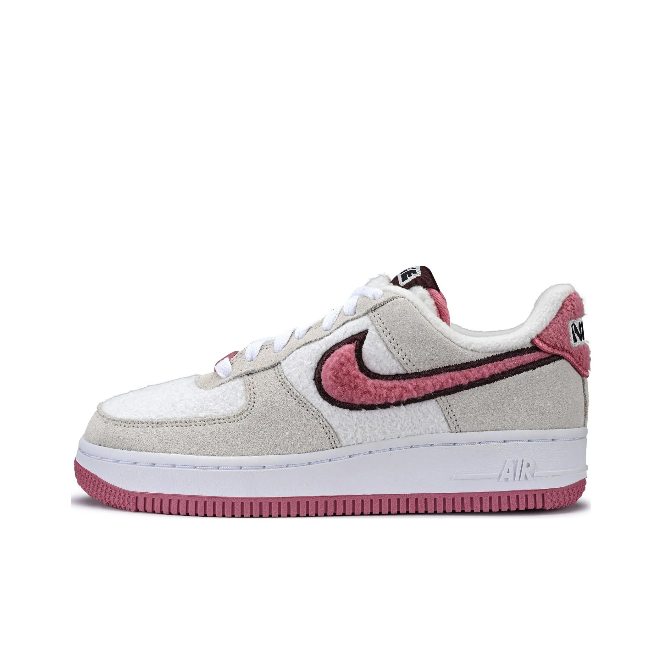 Nike Air FORCE 1 LX Slip-on Устойчивый к истиранию Низкий Топ Скейтбординг Кроссовки Женские Серый Белый Красный