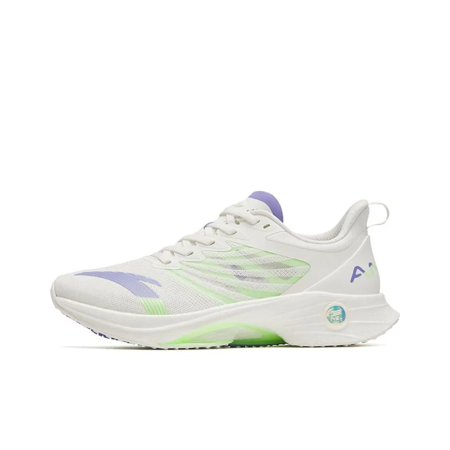 Anta MACH 3.0 Cushioning Abrasion Resistant Lightweight Low Top Running Shoes Women's White Purple Green