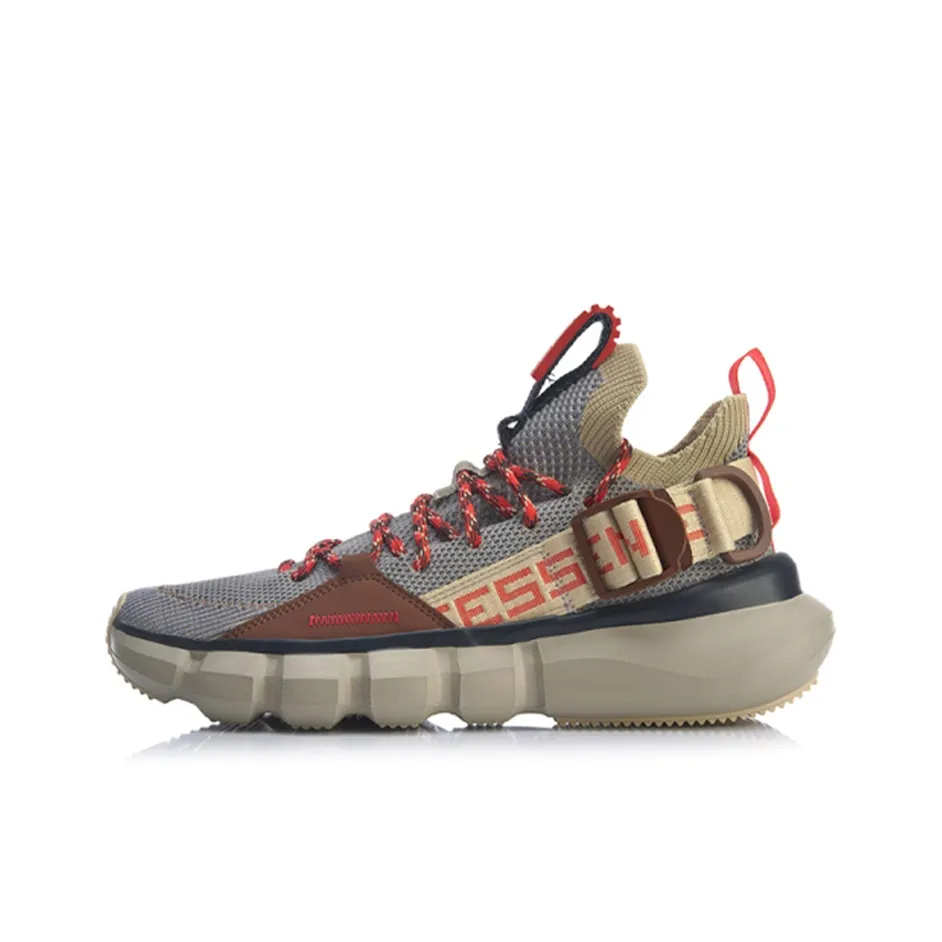 LiNing Essence Lace Up Cushioned Slip Resistant Abrasion Resistant Low Top Vintage Basketball Shoes Gray Purple