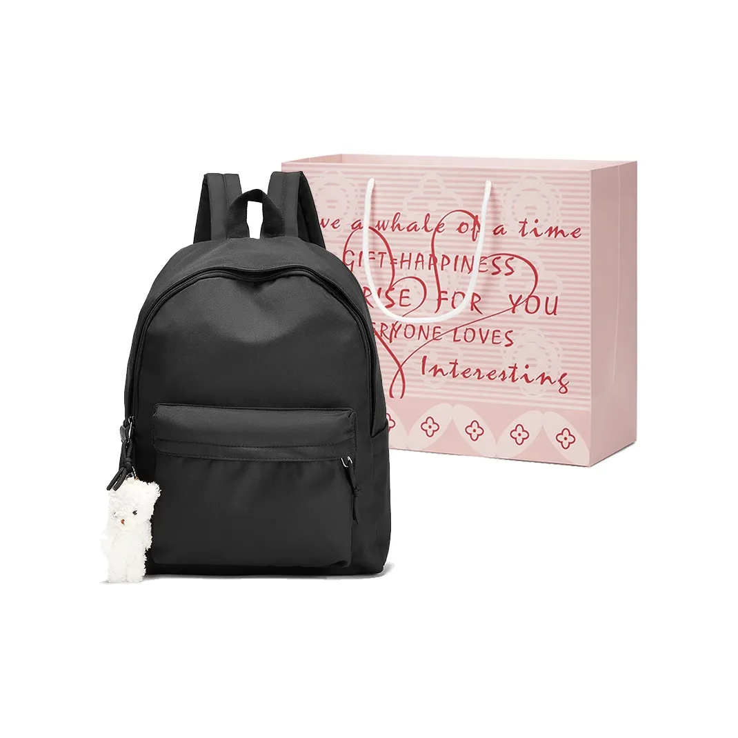 CORALDAISY Fabric Backpack Shoulder Bag Backpack Travel Bag Laptop Bag Regular Unisex Black