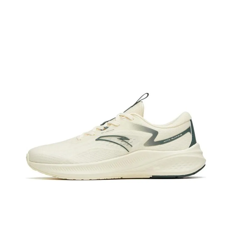 Anta Road Run Anti Slip Wear Resistant Low Top Running Shoes Men's White Asphalt Gray