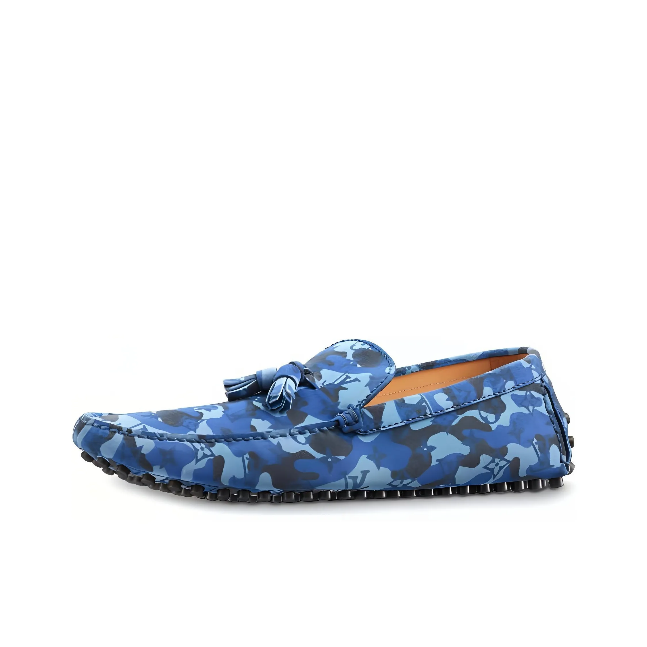 LOUIS VUITTON Palm Spring Moccasin Shoes 'Blue Camo With Logo Monogram'