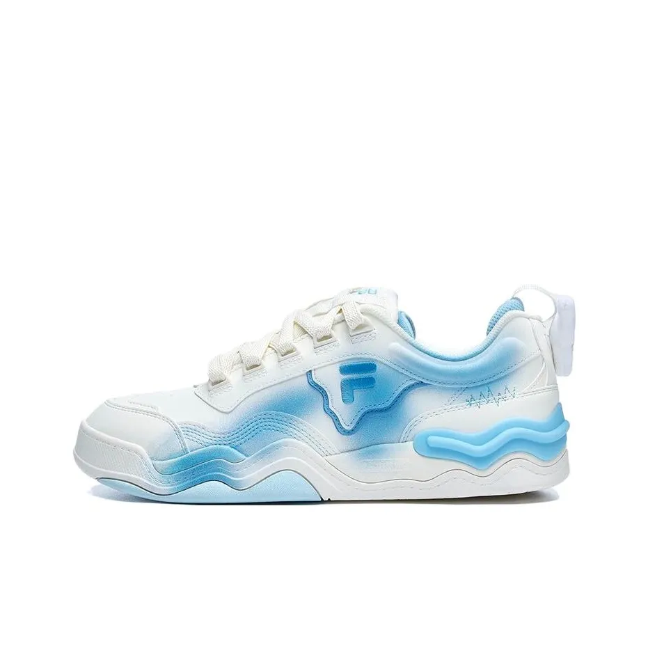 FILA FUSION KICK Wave Bottom Sneakers Low Top Skateboard Shoes Men's White Blue