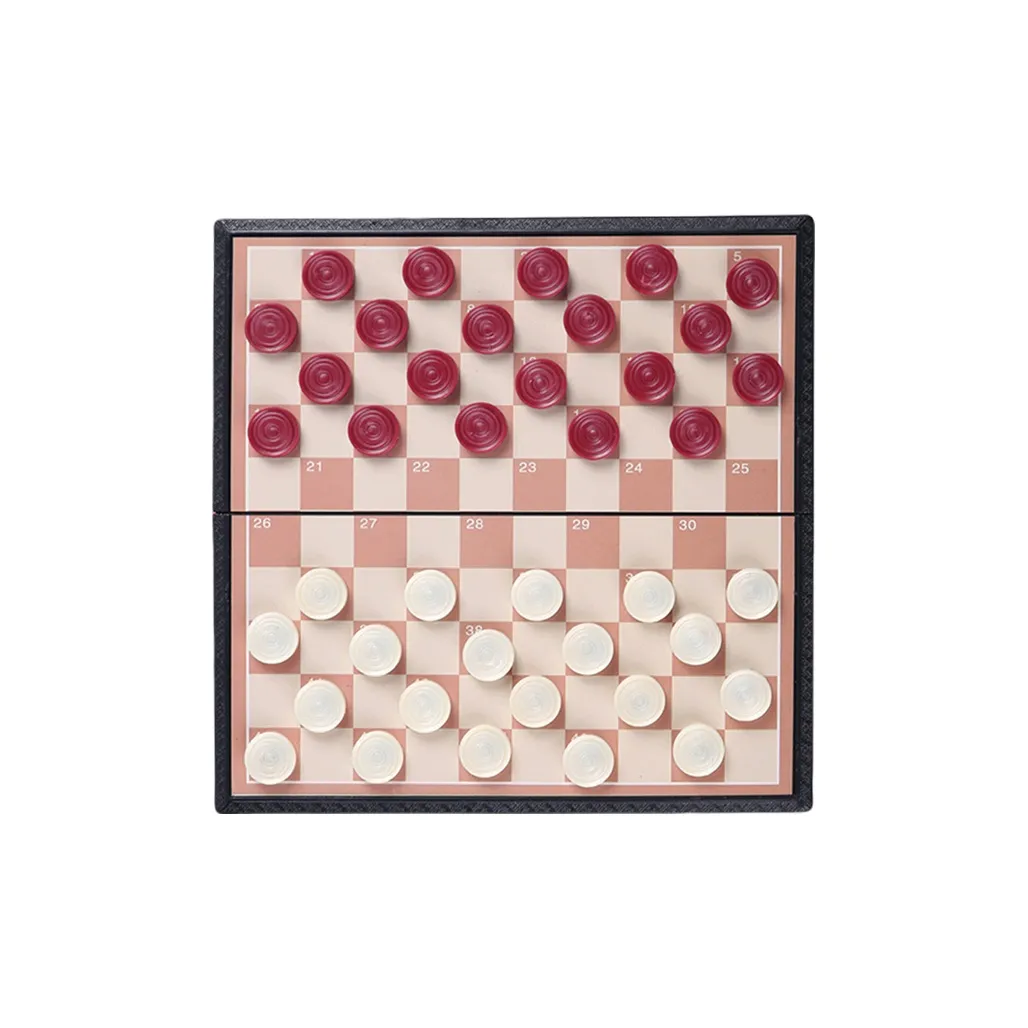 Imono 100 Square International Checkers Magnetic Foldable Board Specialized Western Checkers Board Games