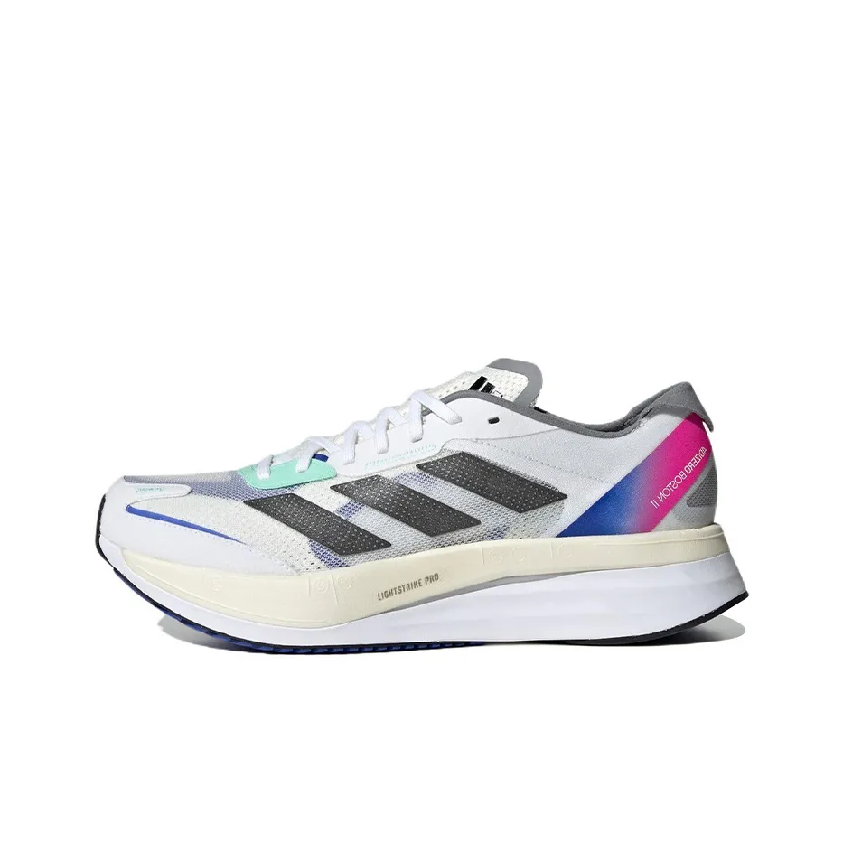 Adidas Adizero Boston 11 Low Топ Карбоновая плита Марафон Тренировки Длинный бег Обувь Унисекс Белый