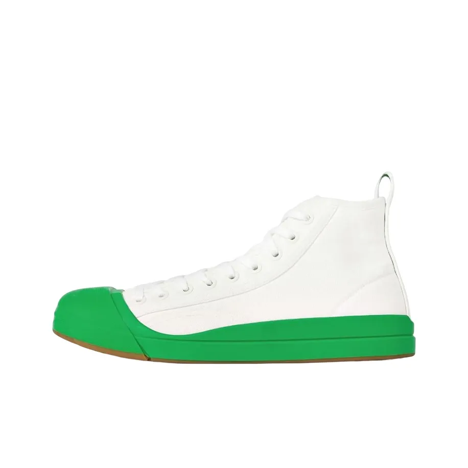 Bottega Veneta Vulcan Mid Top Stylish Skateboarding Shoes Women's White Green