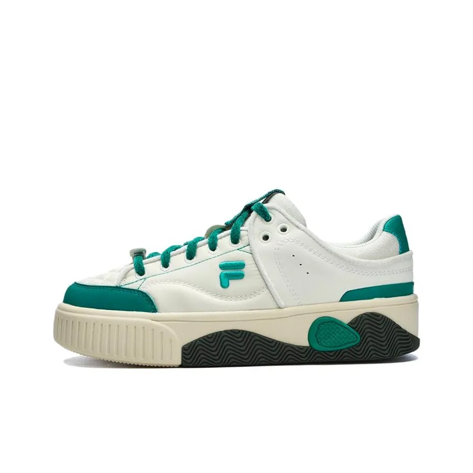 FILA STACK Slip-resistant Abrasion-resistant Lightweight Low-Top Skateboarding Shoes Women's White Green FILA STACK Противоскользящие Износостойкие Легкие Низкие Кроссовки для Скейтбординга Женские Белые Зеленые