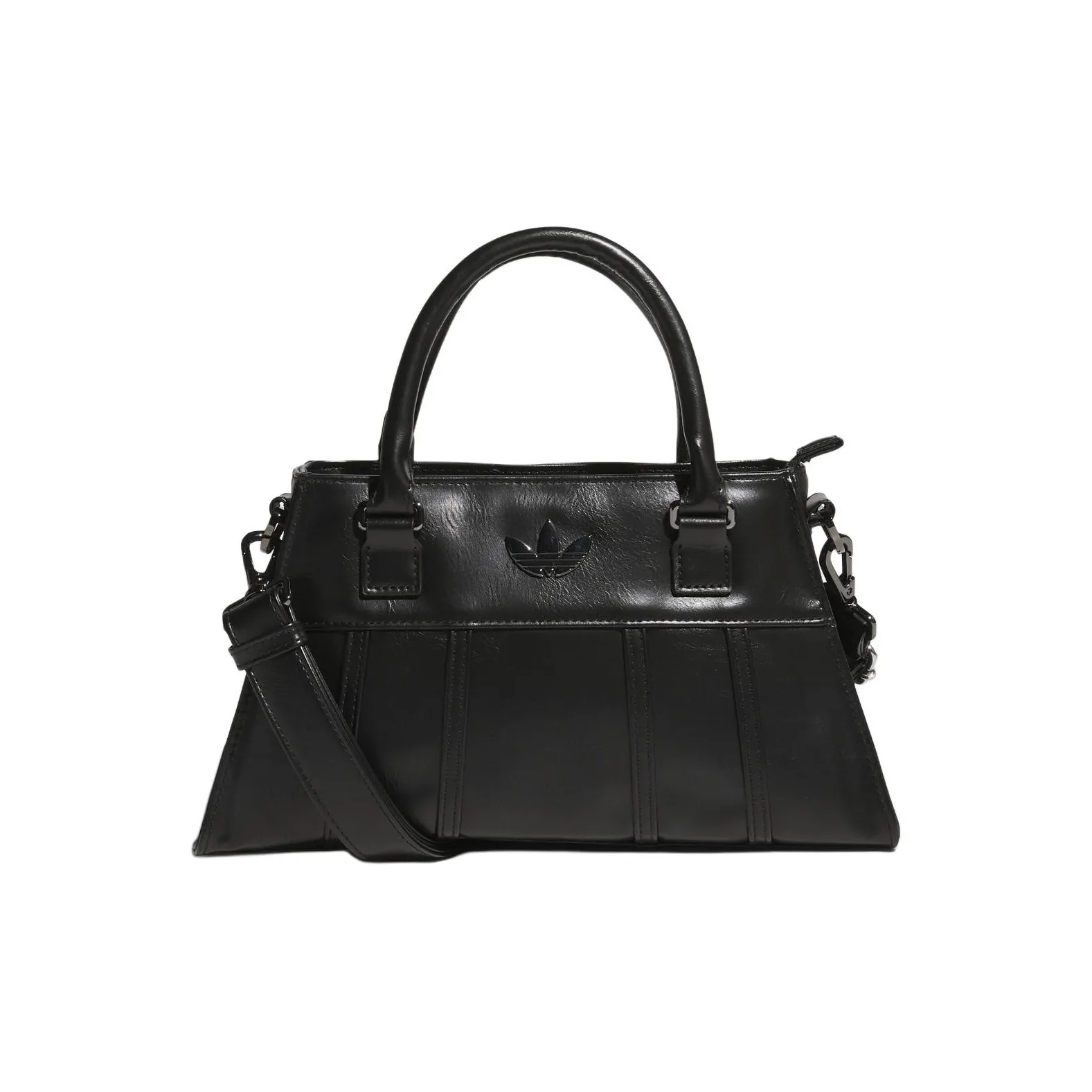 Adidas Originals Polyurethane Hourglass Bag Fishbone Bag Portable Crossbody Bag Shoulder Bag Regular Unisex Black