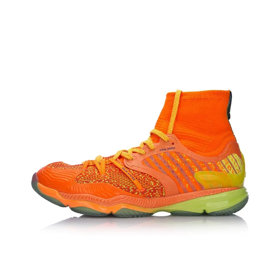 LiNing Ranger Chameleon Cushioning Rebound High-Top Badminton Shoes Unisex Neon Radiant Orange