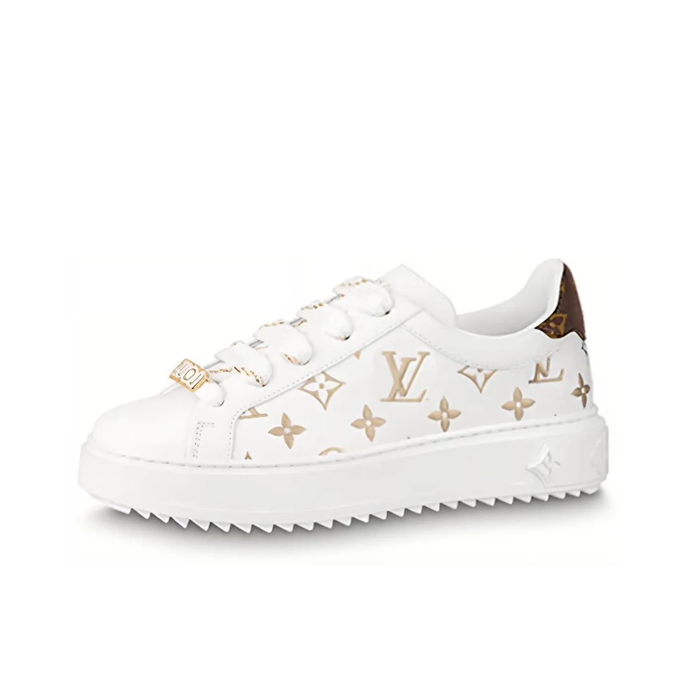 LOUIS VUITTON Time Out Sneakers 'White With Gold Monogram' Women's