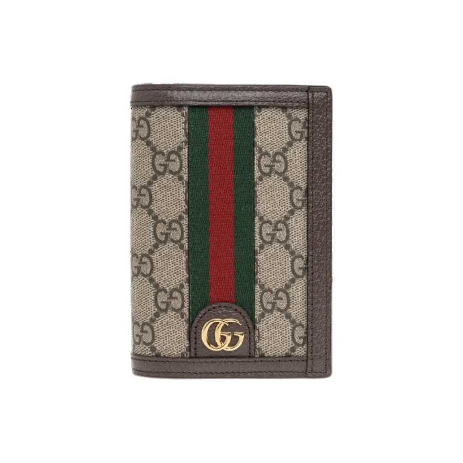 GUCCI Ophidia Supreme Canvas Passport Holder Unisex Beige & Ebony