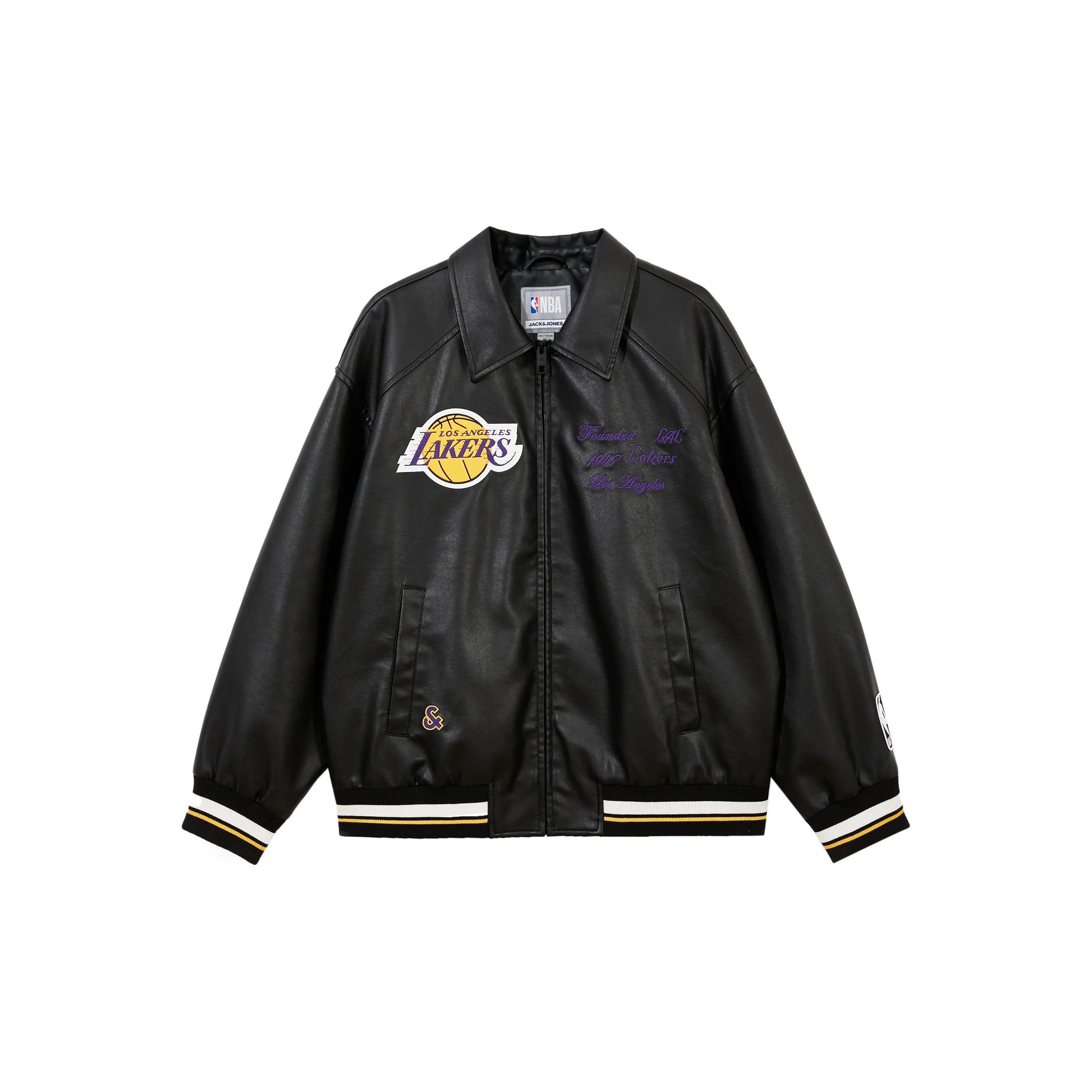Nba X JACK&JONES JACK&JONESxnba Leather Jackets Unisex Pure Black E43