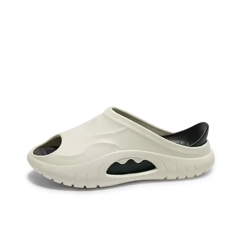 RUN MANNER Quiet Slip Resistant Odor Resistant Abrasion Resistant Slide Slippers Men's White