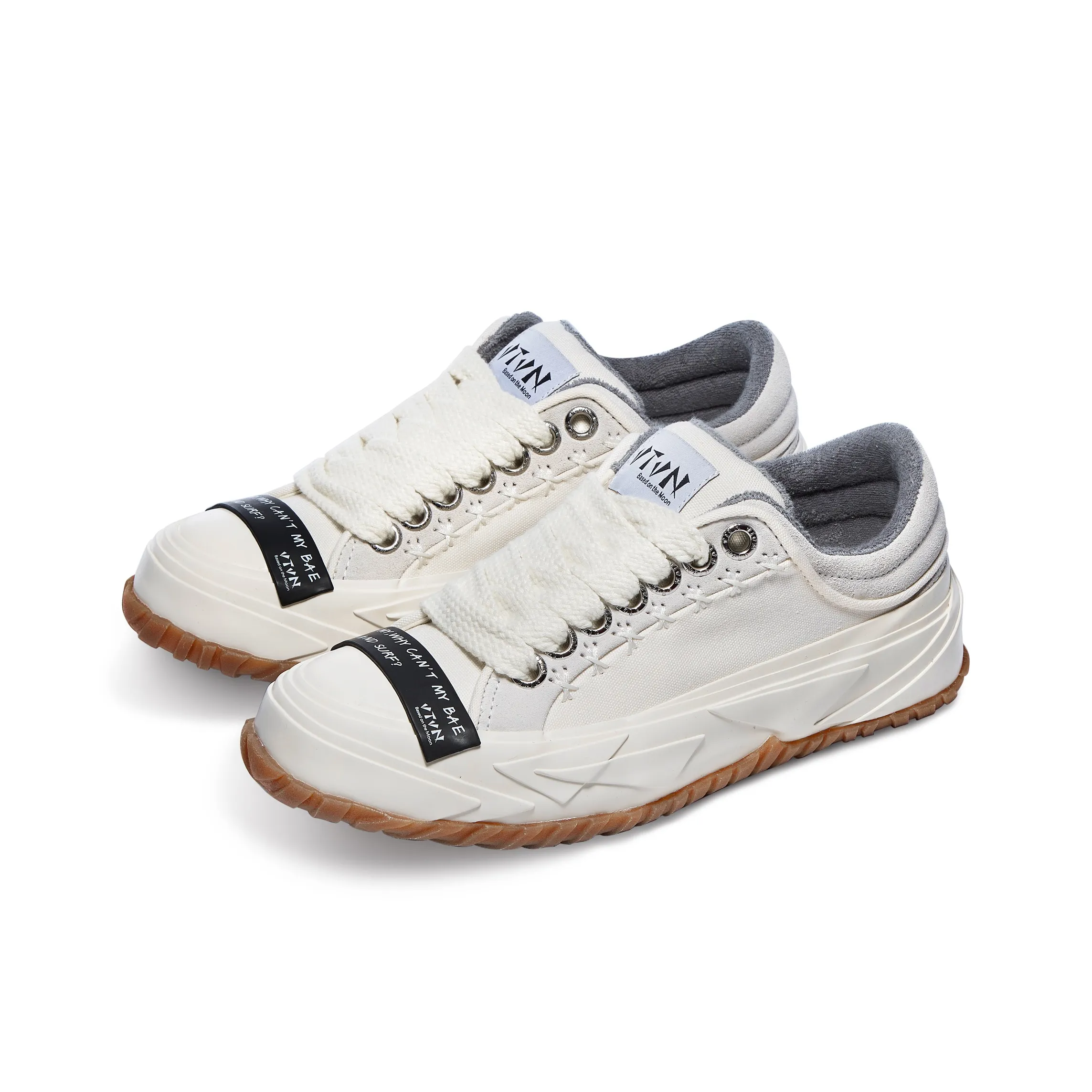 VTVN Falling Stars Meteor Series Skateboard Shoes Unisex Low Top Moon White