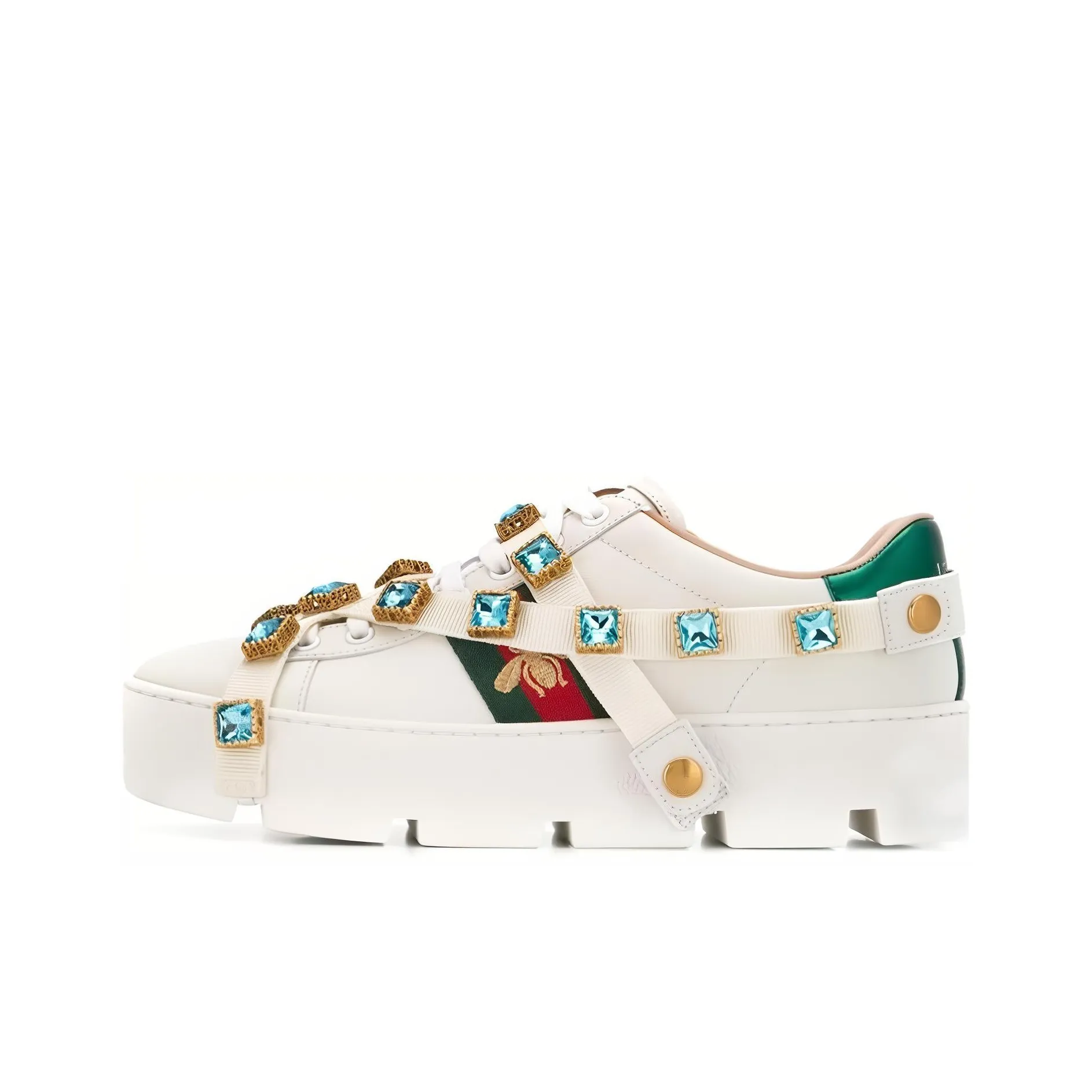 GUCCI Women's Ace Platform 'White Gems' Women's