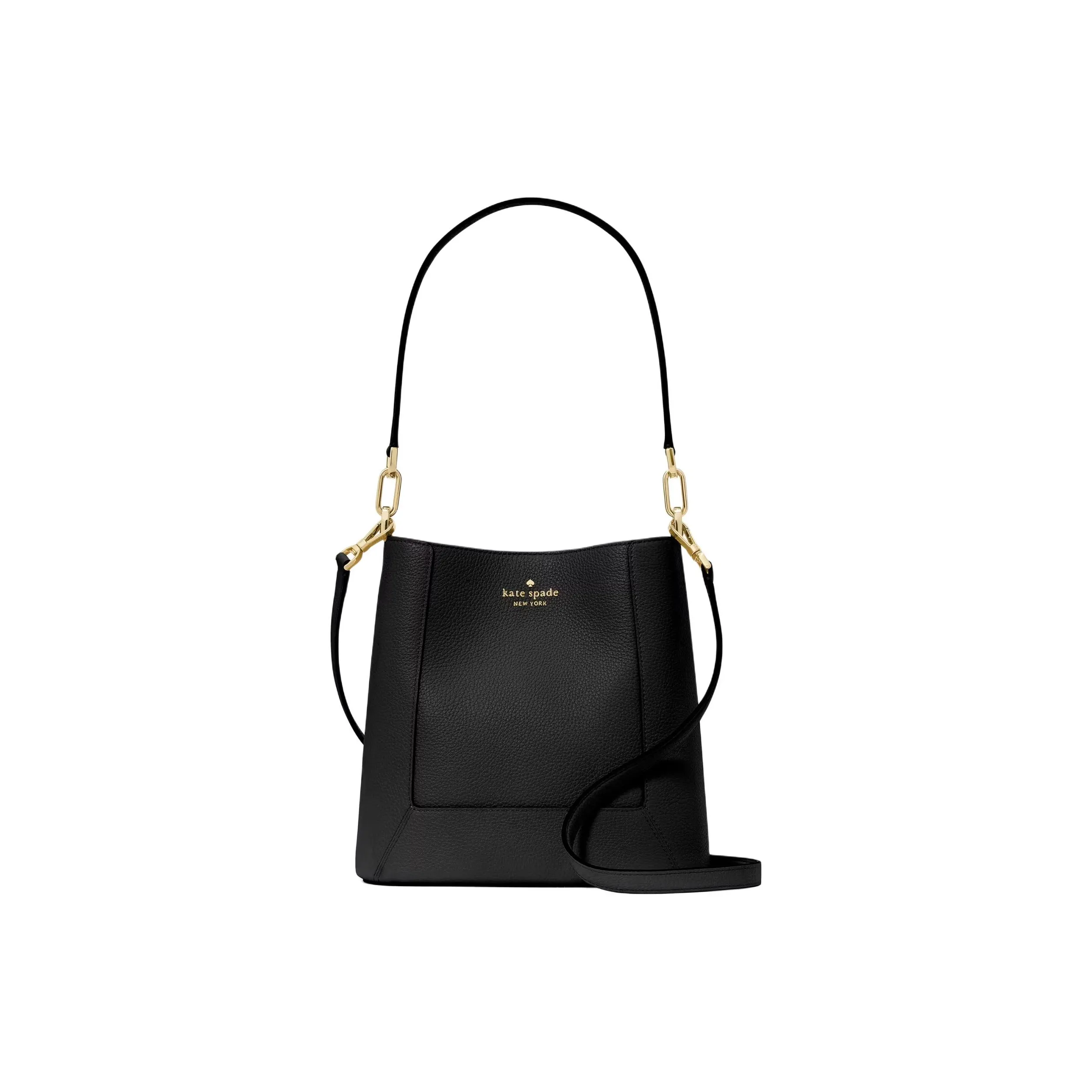 Kate Spade Litchi Grain Leather Bucket Bag, Crossbody Handbag, Shoulder Bag Regular Women's Black