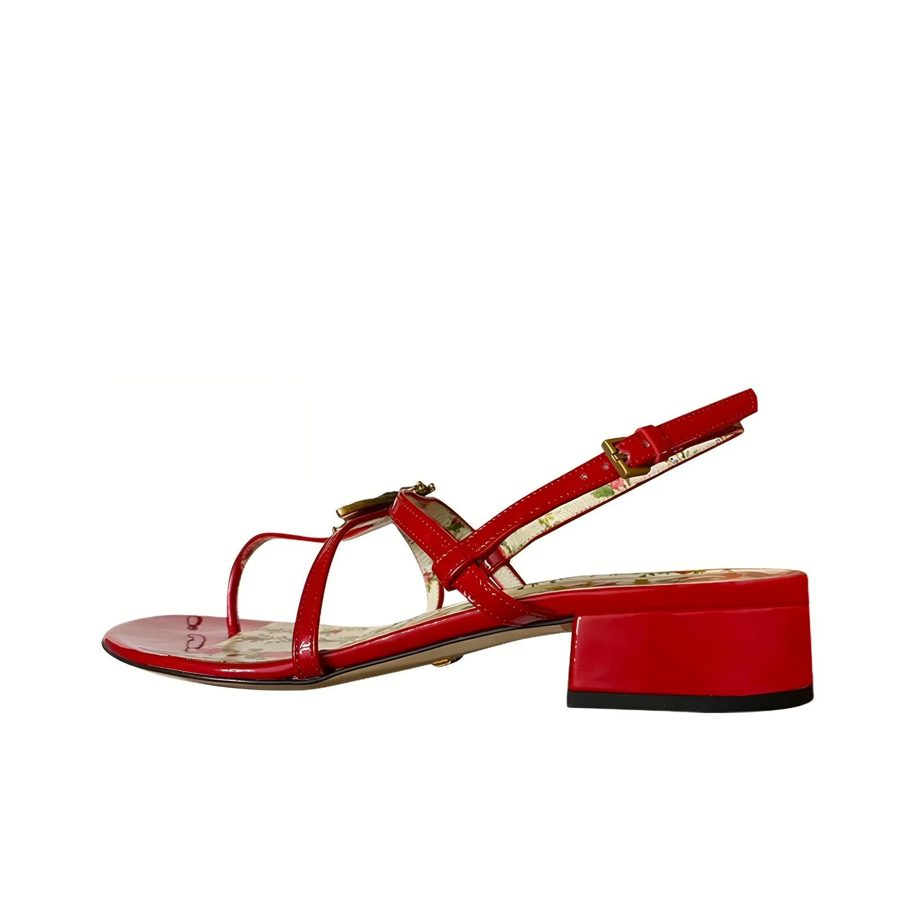 GUCCI Hibiscus One Strap Sandals Women's Red