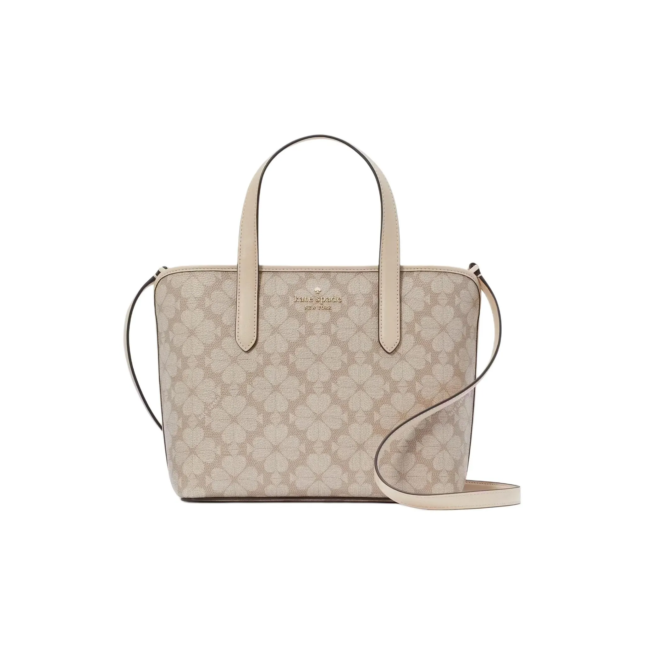 Kate Spade PVC Tote Bag Shopping Bag Crossbody One Shoulder Handbags Small Size Women's Dark Beige Multicolor