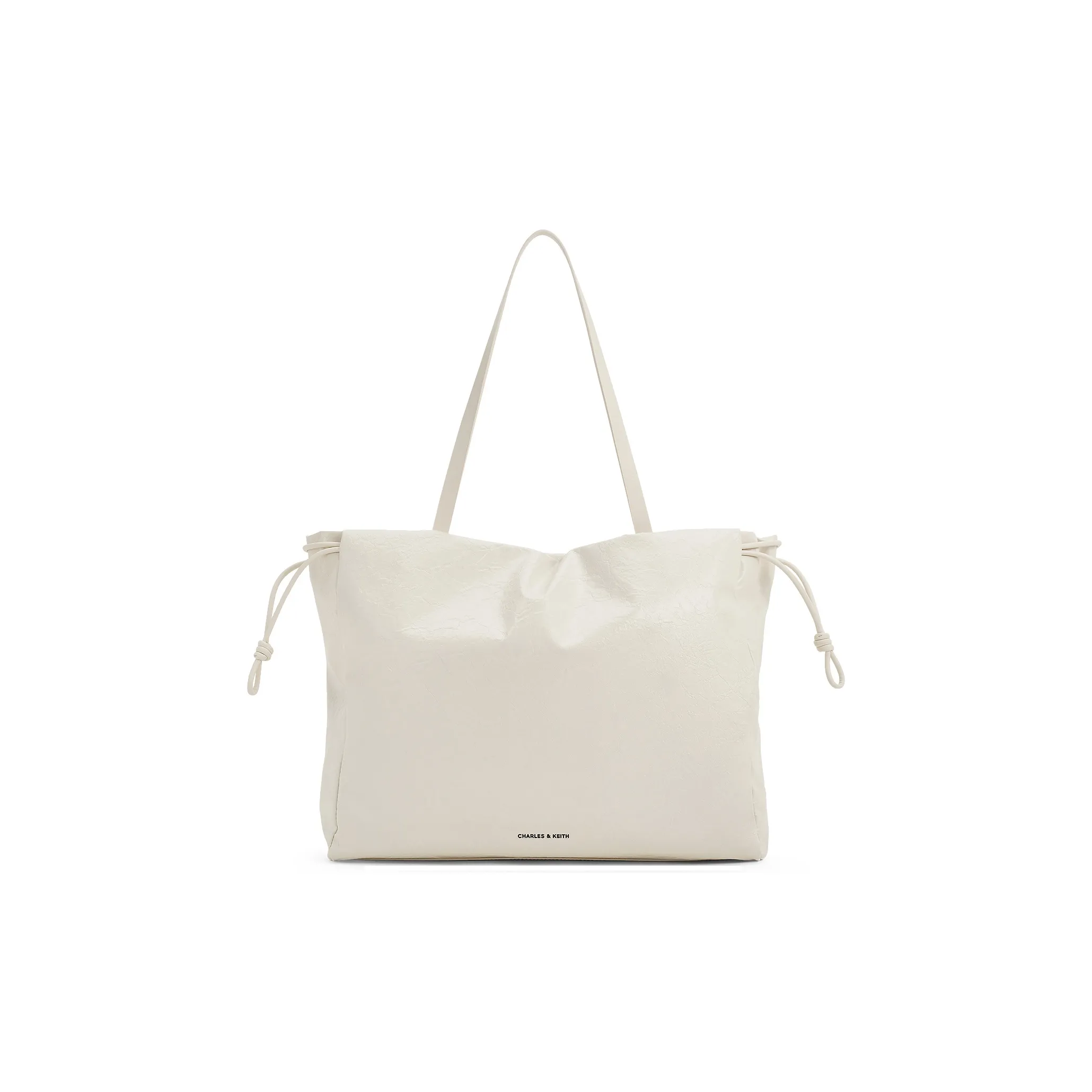 CHARLES KEITH ПУ (полиуретан) Сумка-тоут Cloud Сумка через плечо Экстра-большая Женская Кремово-молочный Белый Черный
