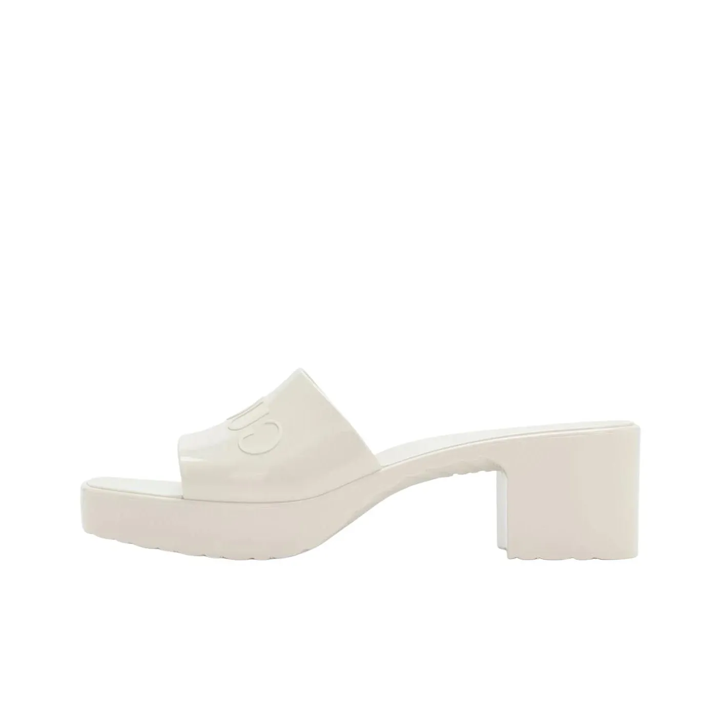 GUCCI 60mm Slide Sandal White Rubber Women's