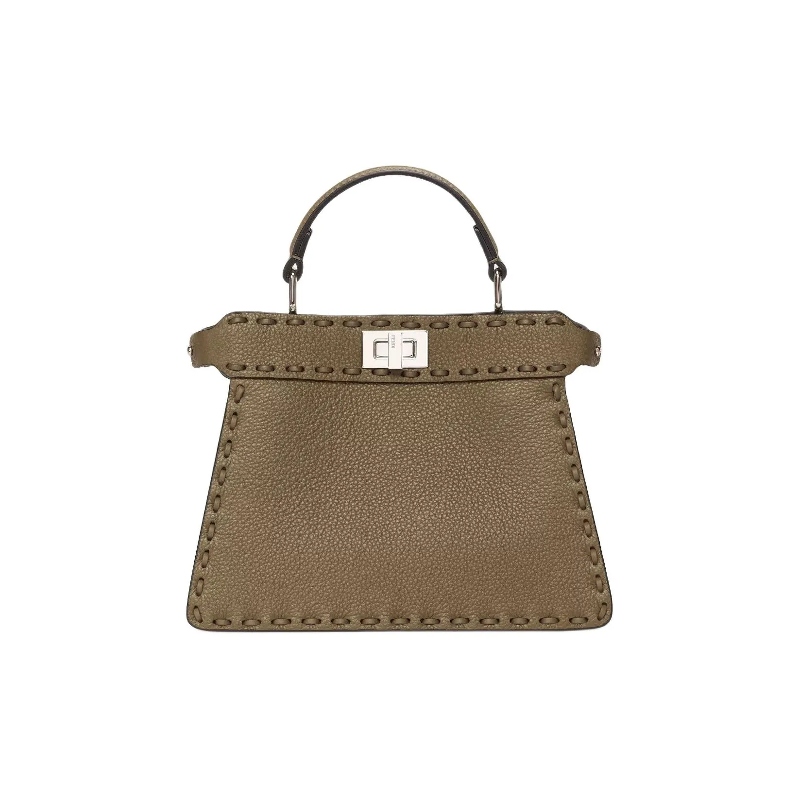FENDI Peekaboo ISeeU Grained Calfskin One Shoulder Handbags Small Size Women's Green