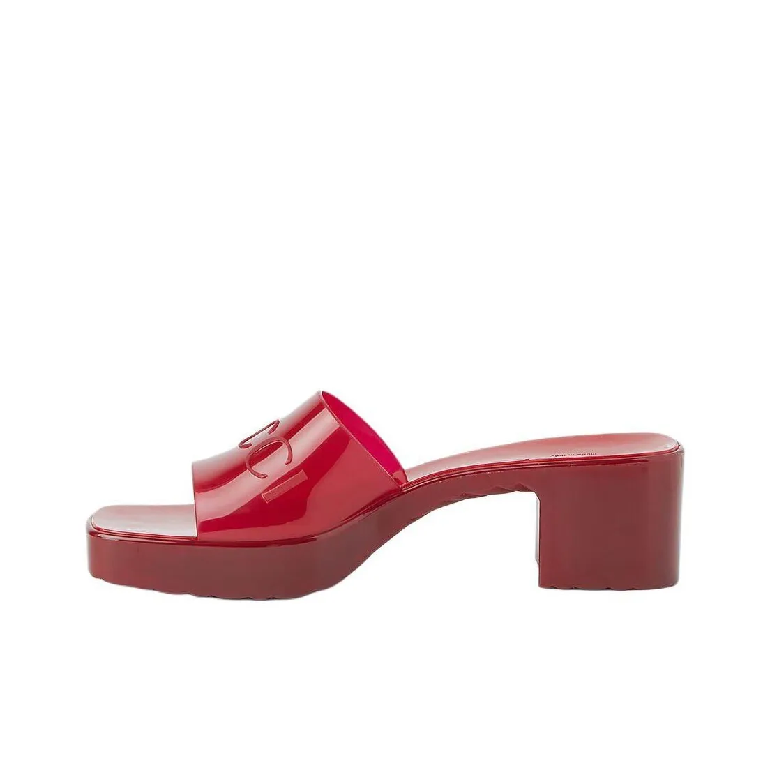 GUCCI 60mm Slide Sandal Red Rubber Women's
