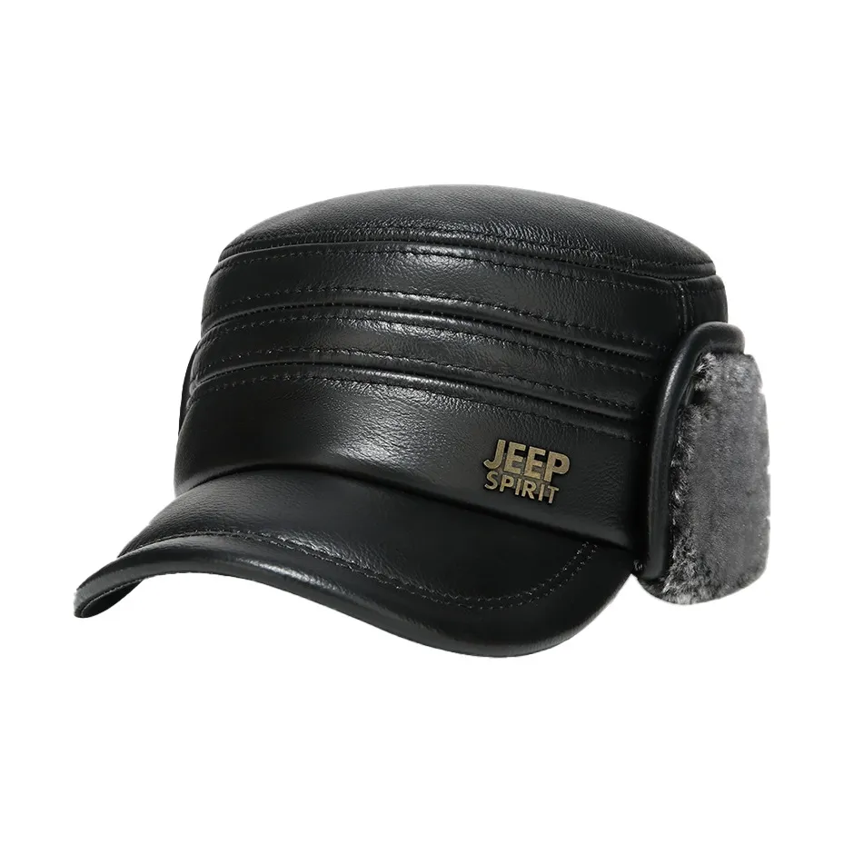 JEEP SPIRIT Шапка из крупнозернистой текстуры коровьей кожи унисекс