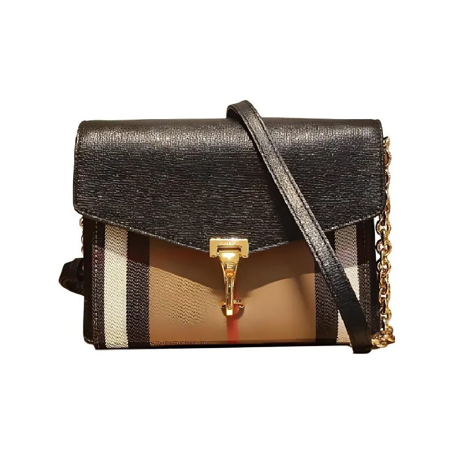 Burberry Cotton Linen Blend Crossbody Bag, Shoulder Bag Women's Black & Multicolor