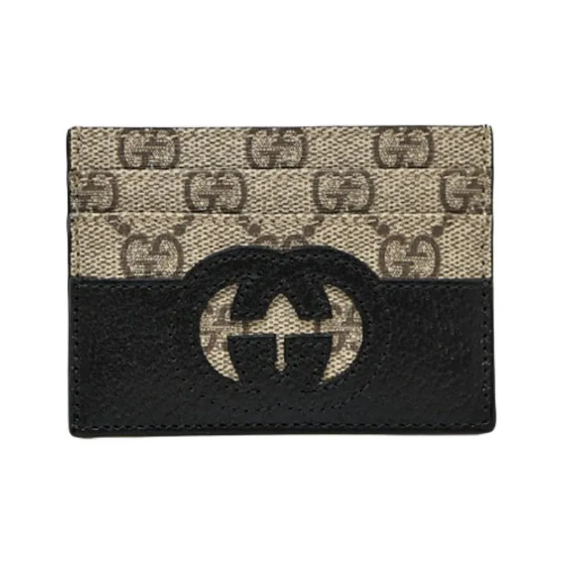 GUCCI GG Canvas With Leather Card Holder Men's Black/Ebony