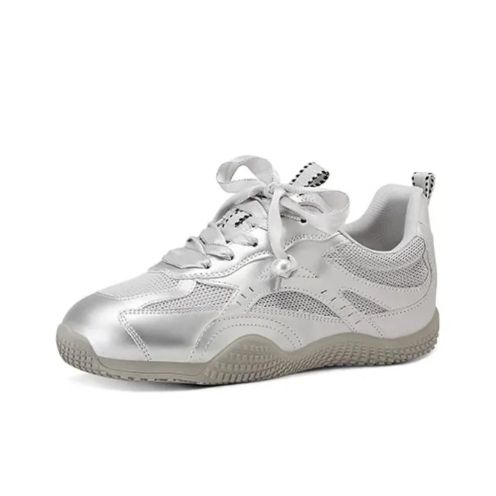 JESSICA SOPHIA Anti Slip Wear Resistant Low Top Casual Shoes Women's Silver