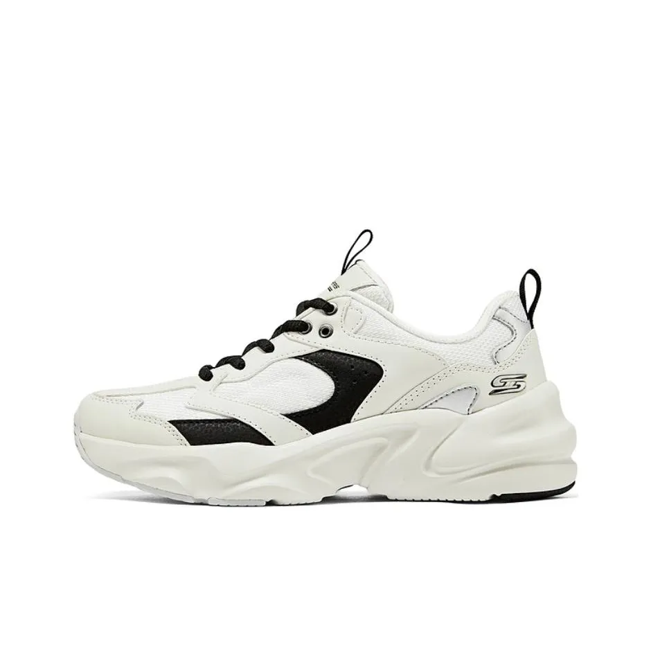 Skechers DLITES Износостойкий и Легкий Низкий Топ Кроссовки с Толстой Подошвой Женские Белые Черные