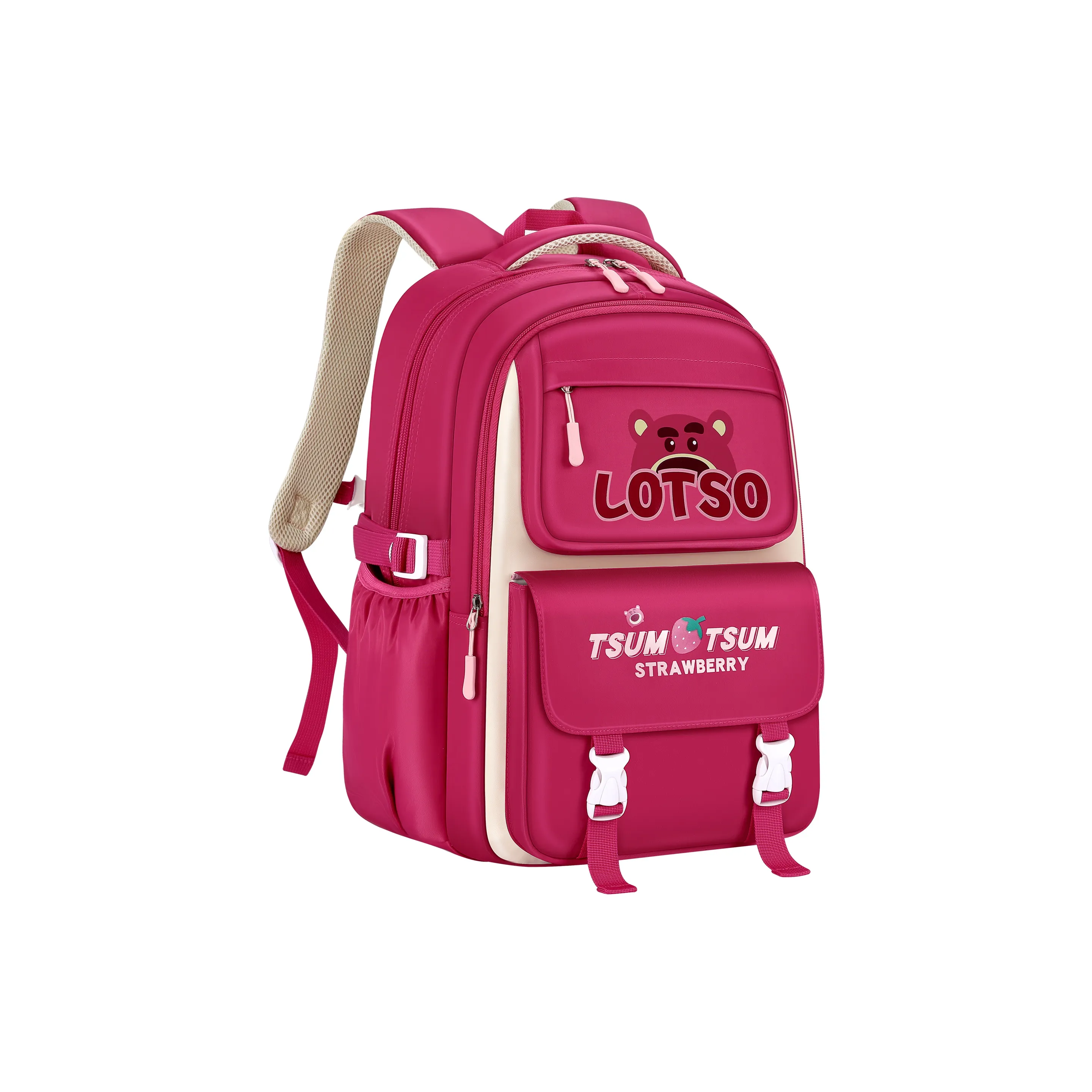 Disney Strawberry Bear Series Водонепроницаемая ткань Рюкзак Женские GOOD Looking Студенческий Рюкзак Большой Детский Розовый