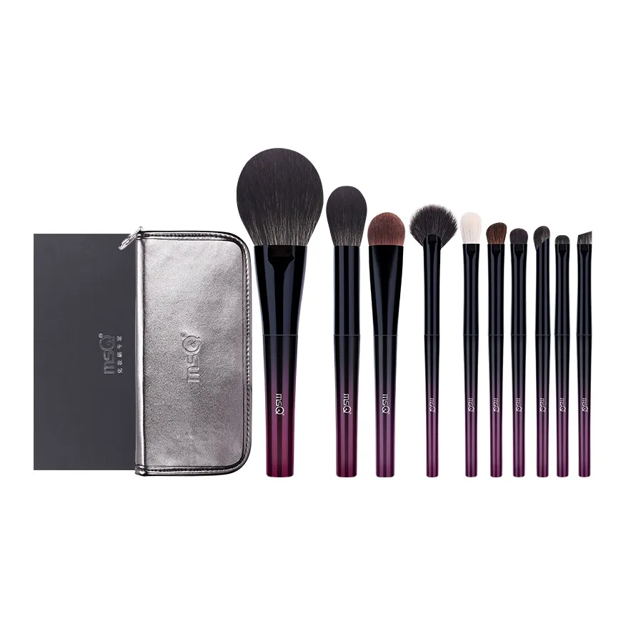 MSQ 10 шт Dusk Дым Набор для макияжа Щетка Натуральный мех Инструмент для макияжа Мягкая щетка Коробка