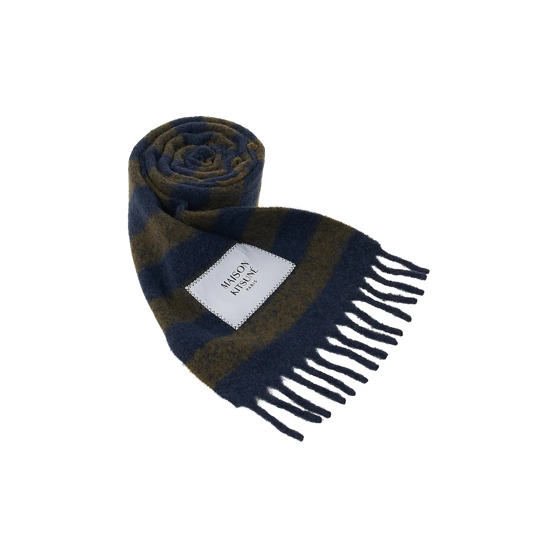 Maison Kitsune Logo patch Striped Scarf