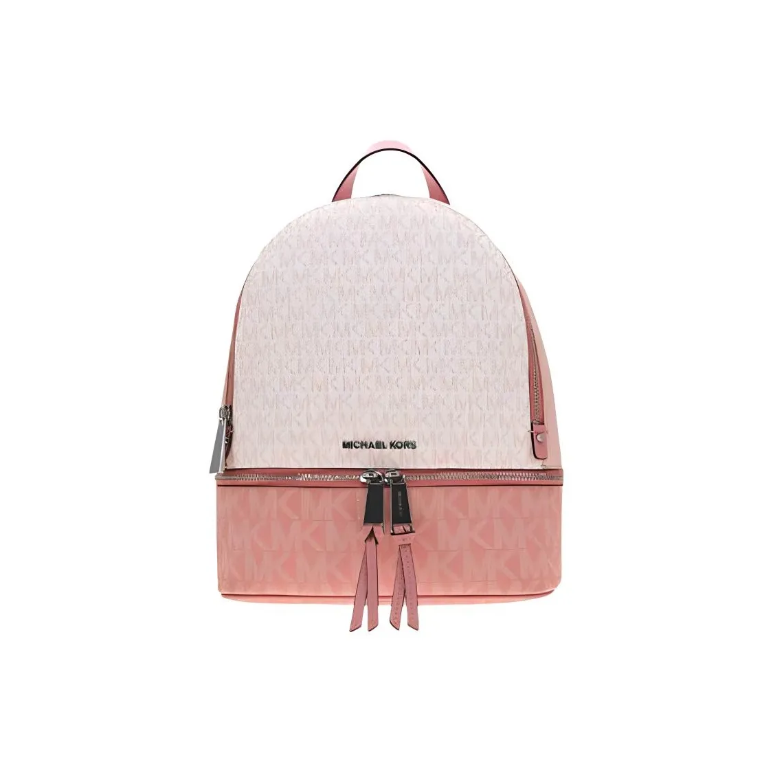 MICHAEL KORS Rhea Zip PVC Backpack Medium Size Women's White & Light Pink