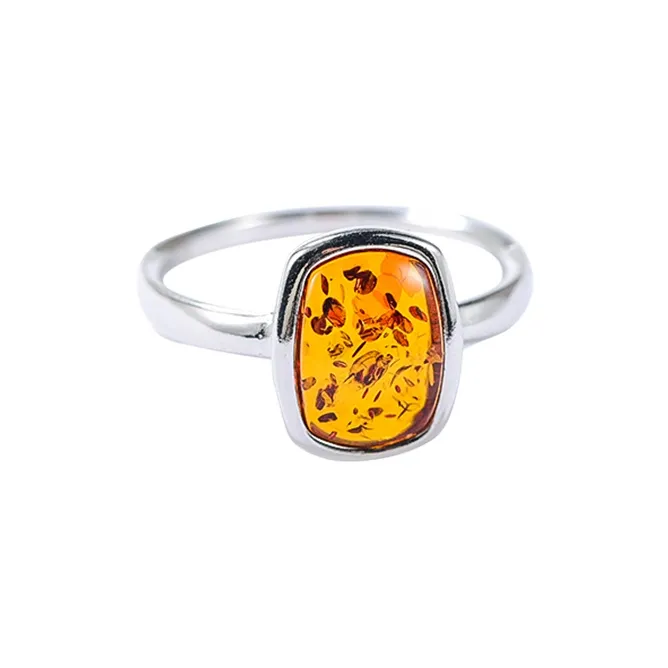 S&A S925 Silver, Amber Fine Jade Rings Women's