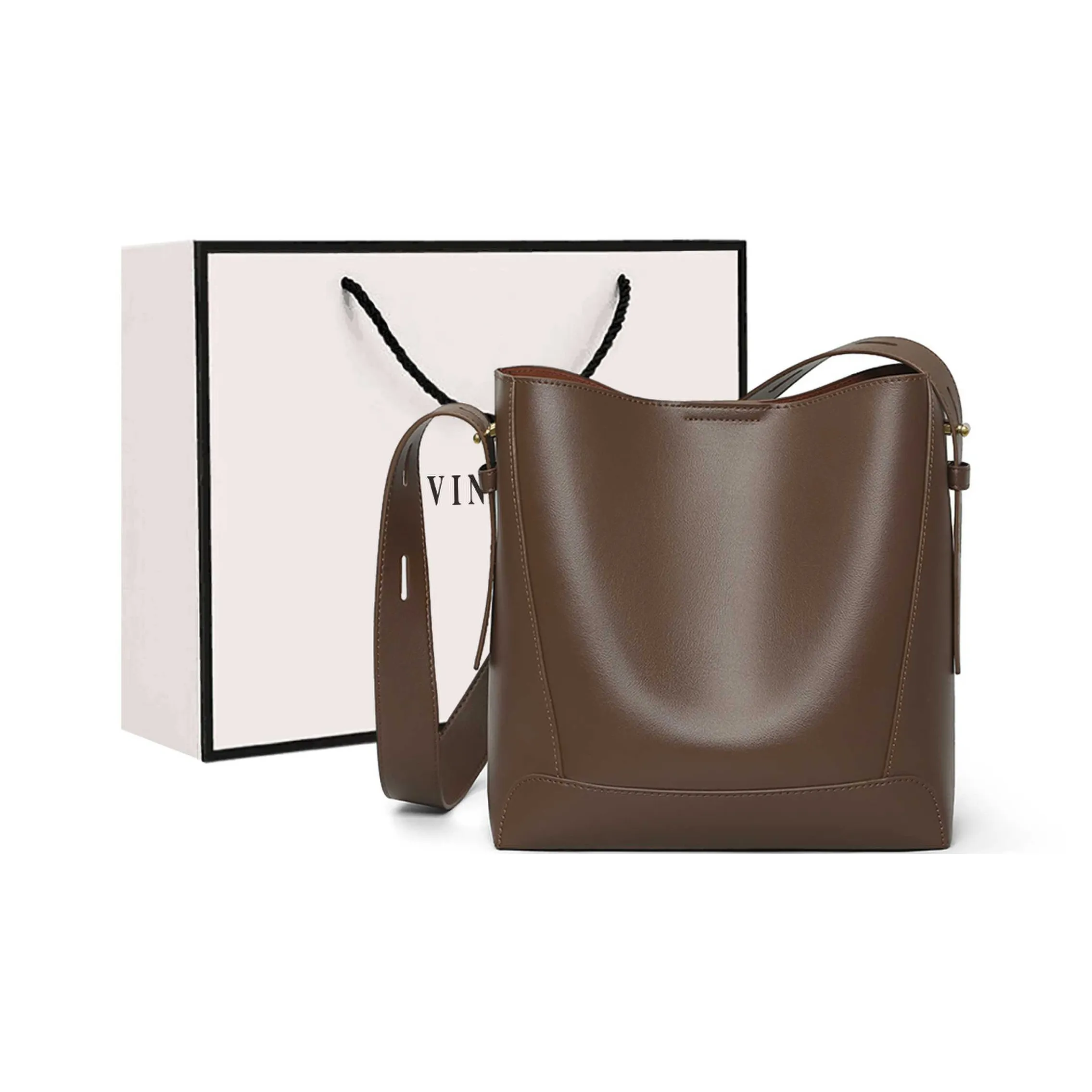VINEY Сумка через плечо из коровьей кожи большая женская кофейного цвета
