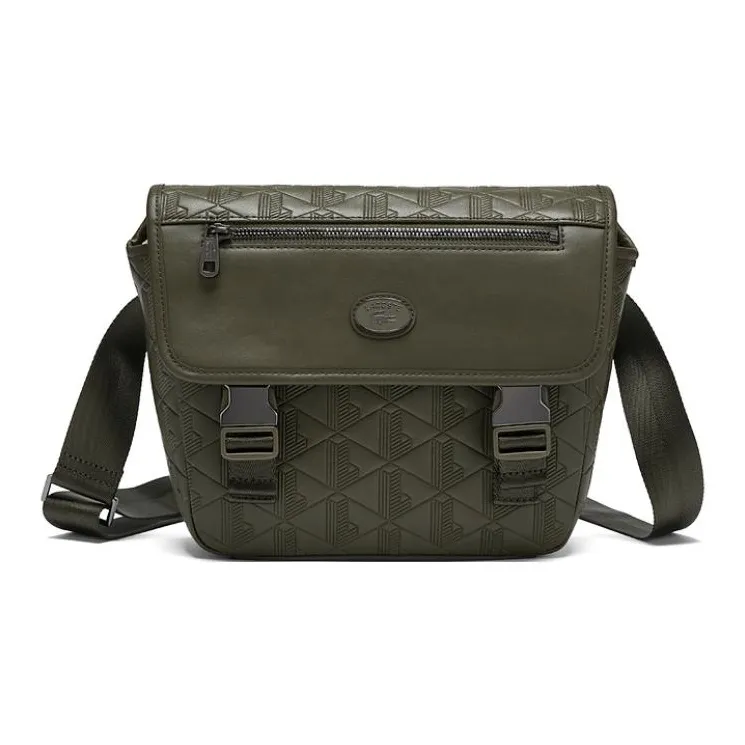 LACOSTE Cow Split Leather Shoulder Bag Crossbody Bag Men's Earth Yellow Green