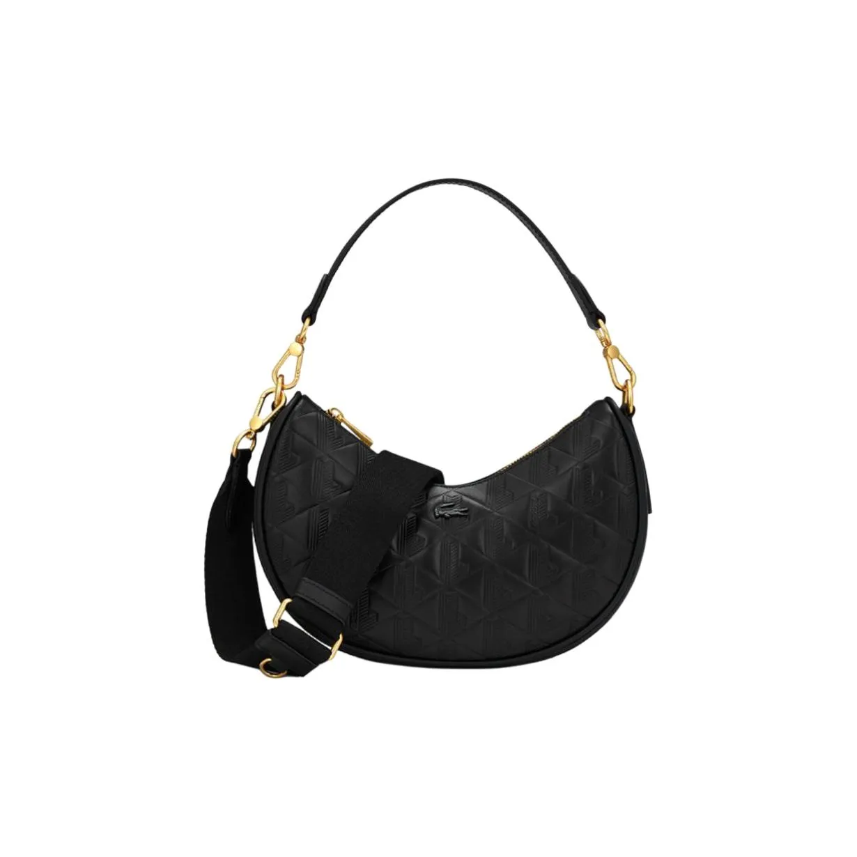 Сумка через плечо из коровьей кожи LACOSTE Collaboration средний размер женская черная