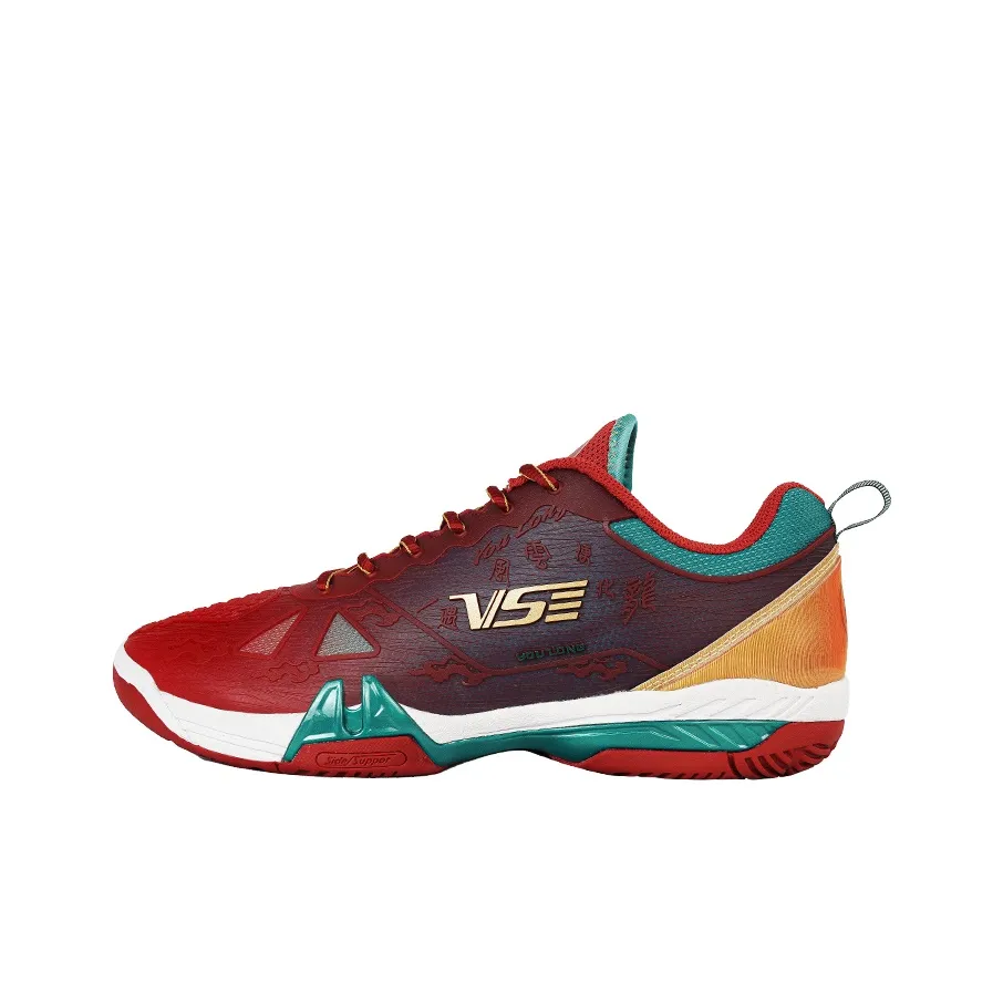 Venson Shock Absorbers Slip-Resistant Abrasion-Resistant Низкий Топ Бадминтон Обувь Unisex Красный