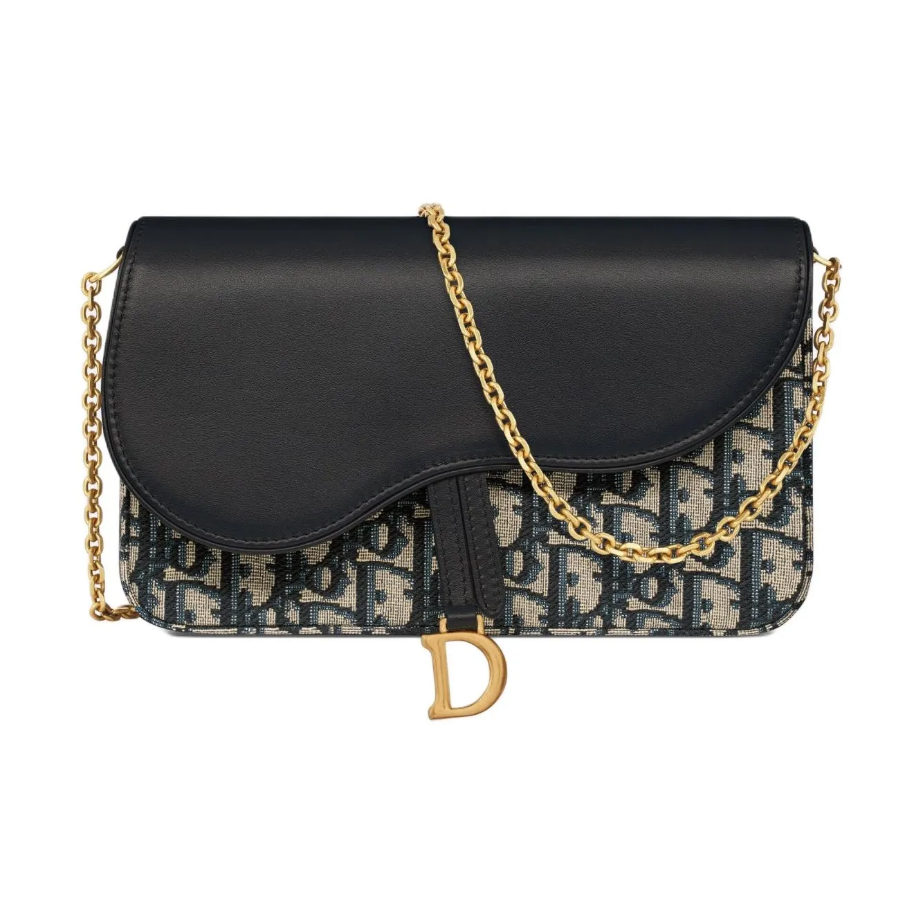 DIOR Saddle Oblique Printed Fabric With Smooth Cow Leather Shoulder Bag, Crossbody Bag Women's Blue