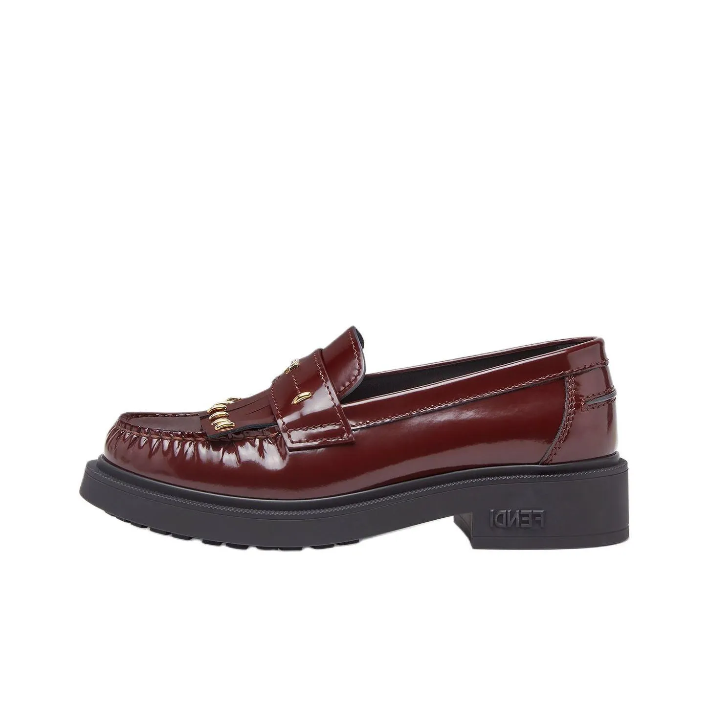 FENDI Filo Loafers 4cm Women's Burgundy