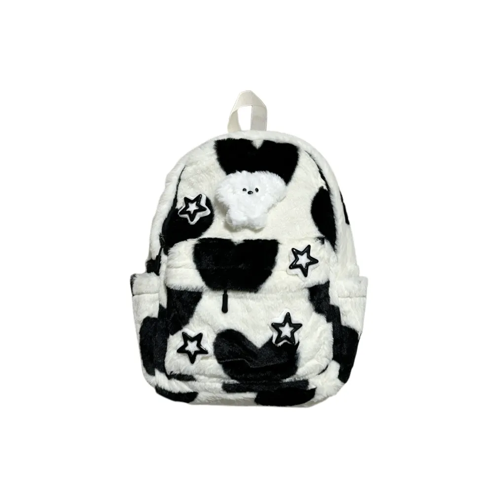 Spicy Peanuts Плюшевый рюкзак женский молочно-белый черный