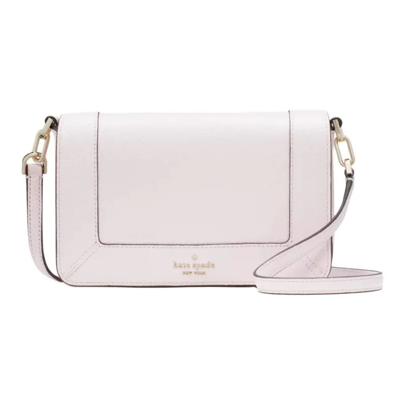 Kate Spade Pebble Leather Shoulder Bag, Crossbody Bag Trumpets Women's Shimmery Pink